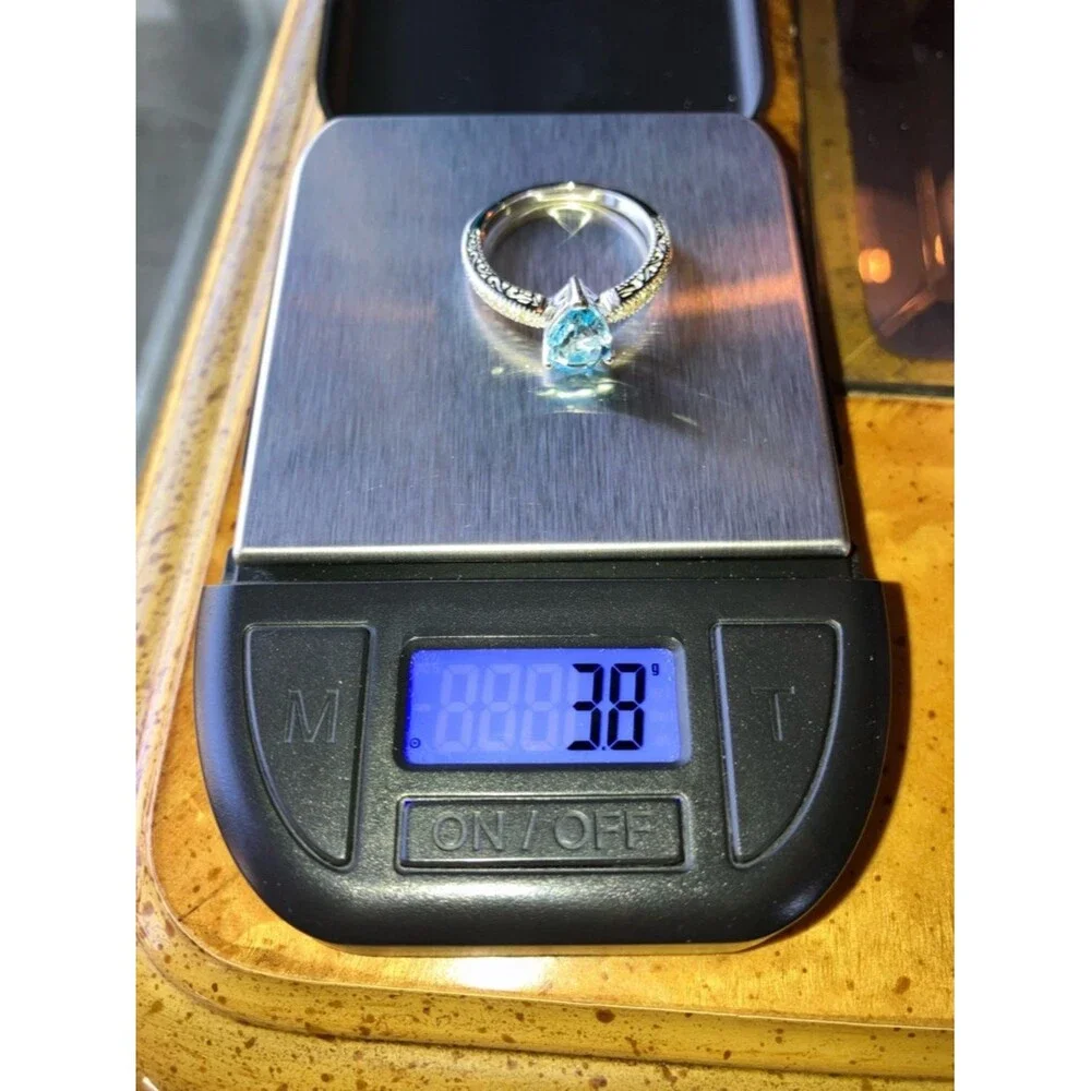 Natural Sky Blue Topaz Sterling Silver Ring Size 8.75
